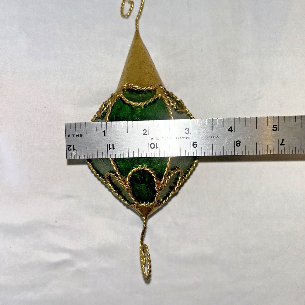 2-Department 56 lantern-style Large Ornament Gold Filigree Scroll Blue/Green - Picture 8 of 8